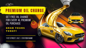 Black Maximalist Premium Oil Change Banner Digital Display (16:9) template