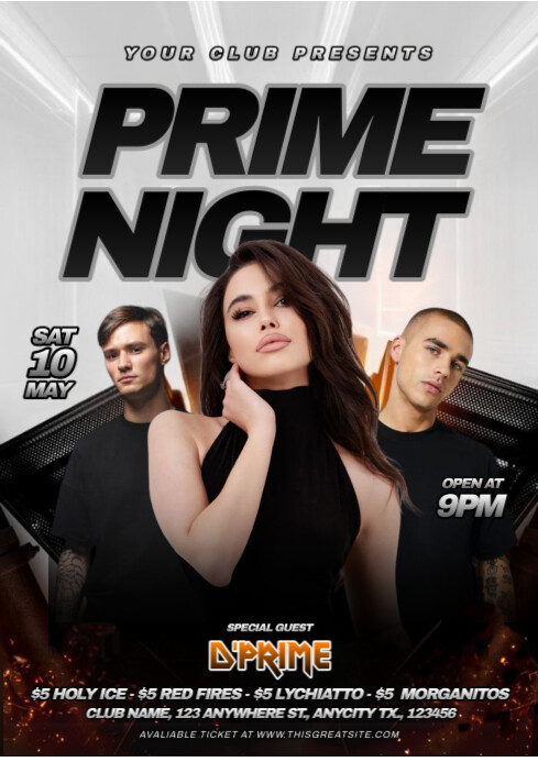 Black Maximalist Prime Night Party A4 Template | PosterMyWall