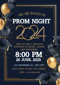 Black Maximalist Prom Night Flyer A4 template