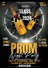 Black Maximalist Prom Night Party  A4 template