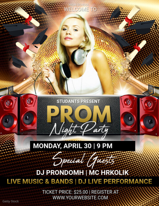 Black Maximalist Prom Night Party Flyer (us Letter) template