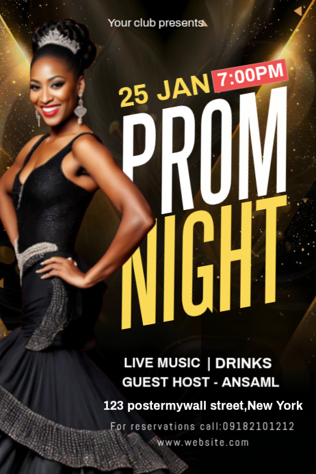 Black Maximalist Prom Night Poster Template | PosterMyWall