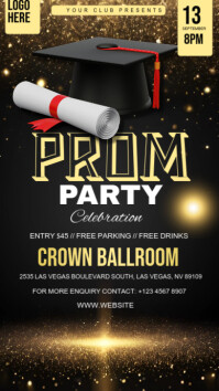 Black Maximalist Prom Party Celebration  Flyer (us Letter) Historia de Instagram template