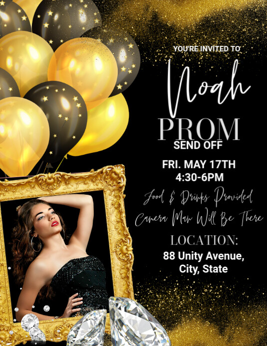 Black Maximalist  Prom Send Off Flyer (us Letter) template