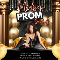 Black Maximalist Prom Send Off Instagram Post Instagram-opslag template