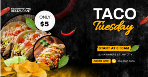 Negro Taco Tuesday Promotion Facebook Event Cover Template