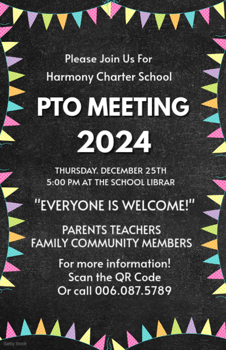 Pto Design Card Black Maximalist Pto Meeting Tabloid Template | PosterMyWall