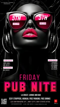 Black Maximalist Pub Nite Friday Party  Instagram Story template