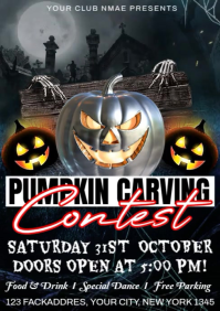 Black Maximalist Pumpkin Carving Contest A4 template