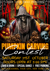 Black Maximalist Pumpkin Carving Contest A4 template