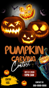 Black Maximalist Pumpkin Carving Contest Instagram Story template