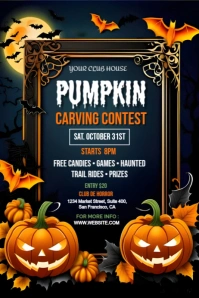 Black Maximalist Pumpkin Carving Contest Poster template