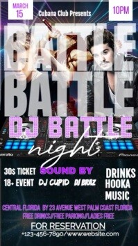 Black Black Maximalist Purple and white DJ Battle Night Digital Display (9:16) Ekran reklamowy Template