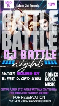 Black Maximalist Purple and white DJ Battle Night Digital Display (9:16) template