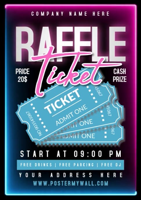 Black Maximalist Raffle Ticket A2 template