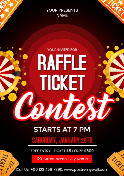 Copy of Black Maximalist Raffle Ticket Contest A4 | PosterMyWall