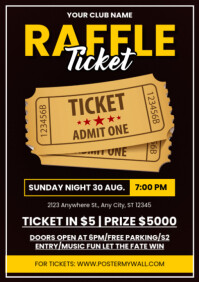Black Maximalist Raffle Ticket Contest Invitation A2 template