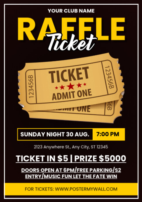 Ticket Raffle Invitations Copy of Black Maximalist Raffle Ticket Contest Invitation A2 | PosterMyWall