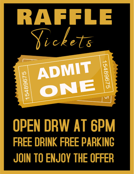 Dark Raffle Design Black Maximalist Raffle Ticket Design Flyer (us Letter) Template ...