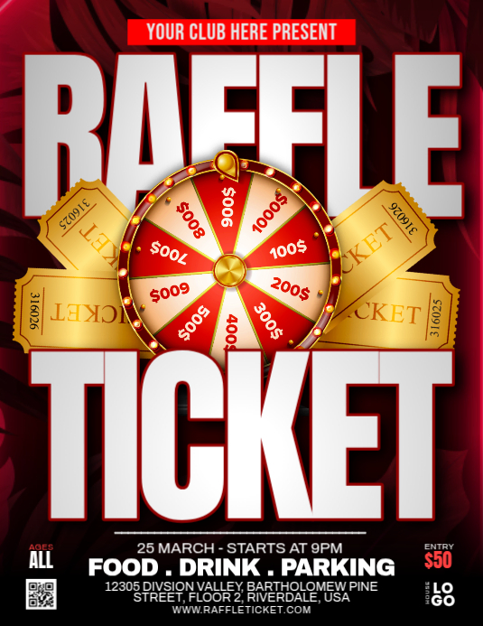 Black Maximalist Raffle Ticket Flyer Template | PosterMyWall