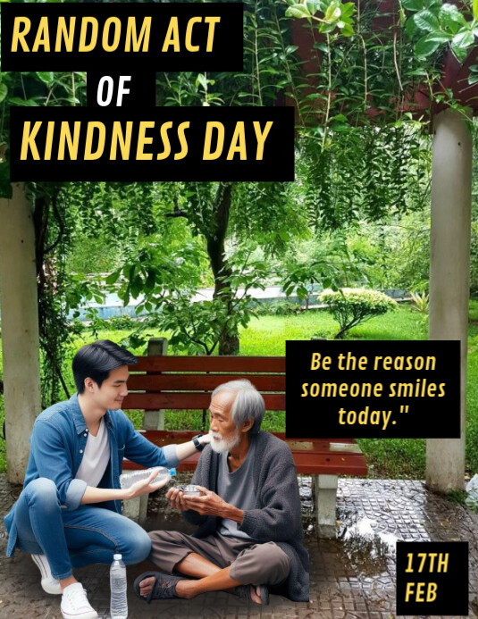Black Maximalist Random Act Of Kindness Day  Flyer (us Letter) template