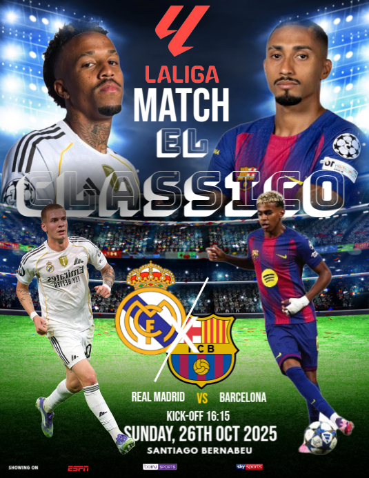 Plantilla de Black Maximalist Real Madrid Vs Barcelona Elclassico ...