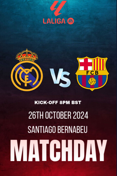 Black Maximalist Real Madrid Vs Barcelona Poster Template | PosterMyWall