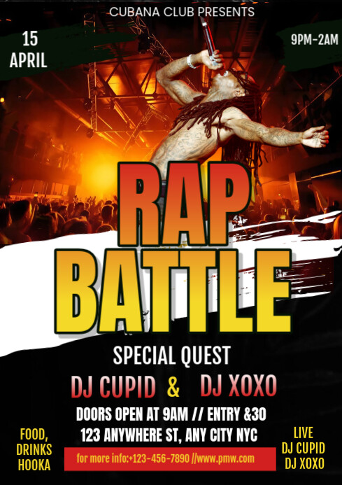 Black Maximalist Red RAP BATTLE A4 template