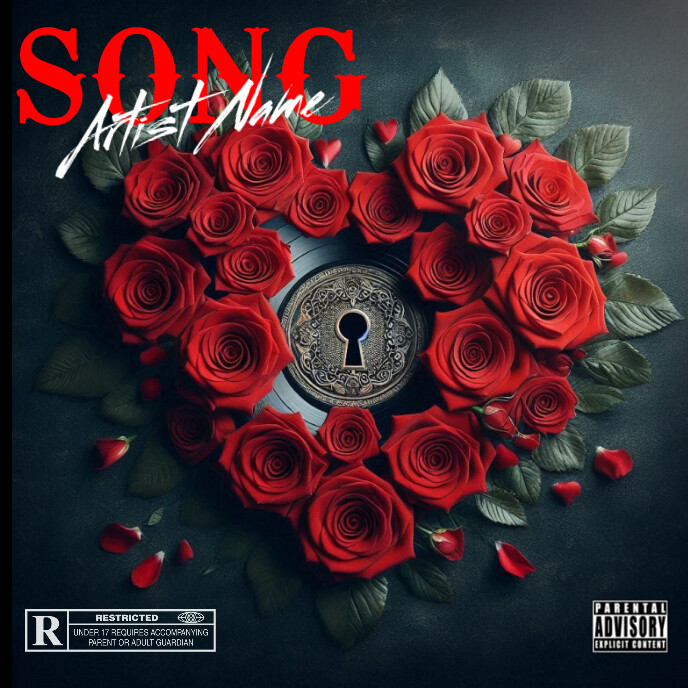 Plantilla de Black Maximalist Red Rose Album Cover | PosterMyWall