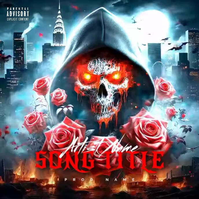 Copy of Black Maximalist Red Skull Motion Album Cover | PosterMyWall
