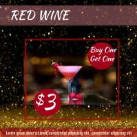 Black Maximalist Red Wine Poster Square (1:1) template