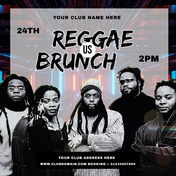 Black Maximalist Reggae Brunch Instagram Pos Template | PosterMyWall