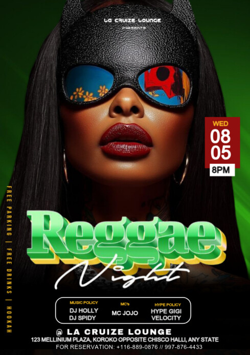 Black Maximalist Reggae Night A4 template