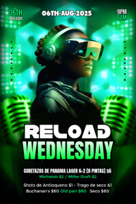 Black Maximalist Reload Wednesday Party Banner 4' × 6' template