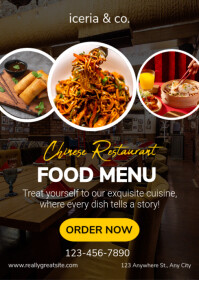 Black Maximalist Restaurant Food Menu A4 template