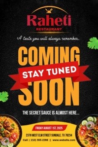 Black Maximalist Restaurant Grand Opening  Poster template