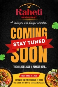 Black Maximalist Restaurant Grand Opening  Poster Plakat template