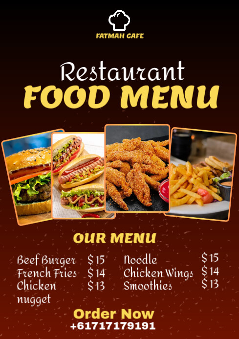 Black Maximalist Restaurant Menu A2 Template | PosterMyWall