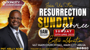 Black Maximalist Resurrection Easter Sunday Church Service  Twitter Post template
