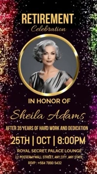 Black Maximalist Retirement Celebration  Digi Digital Display (9:16) template