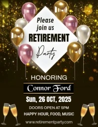 Black Maximalist Retirement-day-party-celebration-design-video-animated-template Flyer (us Letter)