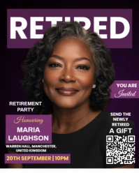 Black Maximalist Retirement Party Flyer Design  Instagram Portrait template