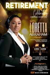 Black Maximalist Retirement Party invitation – Video Flyer/poster Template Poster