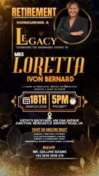 Black Maximalist Retirement Party Invitation – Video Flyer/poster Template Digital Display (9:16)