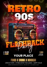 Black Maximalist Retro 90s Party A5 template