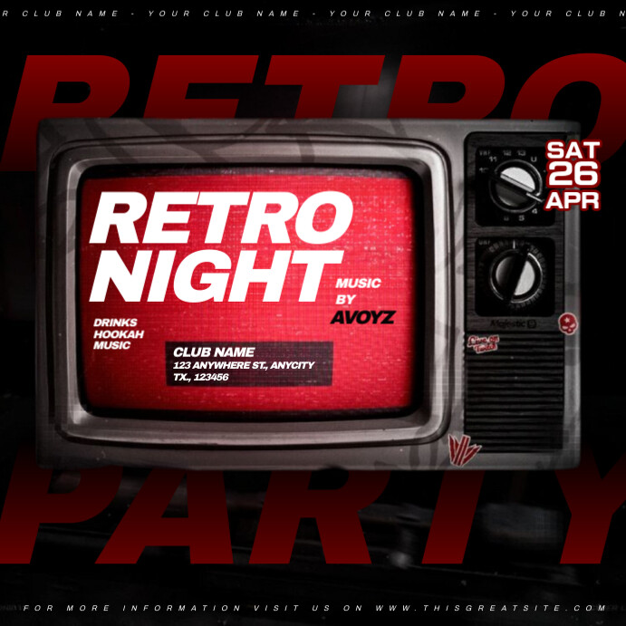 Copy of Black Maximalist Retro Night Party Instagram Post | PosterMyWall