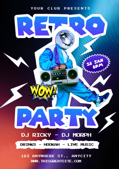 Copy of Black Maximalist Retro Party A4 | PosterMyWall