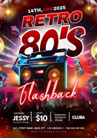 Black Maximalist Retro Party Flyer A4 template