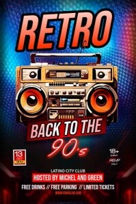 Black Maximalist Retro Party Flyer Poster Póster template
