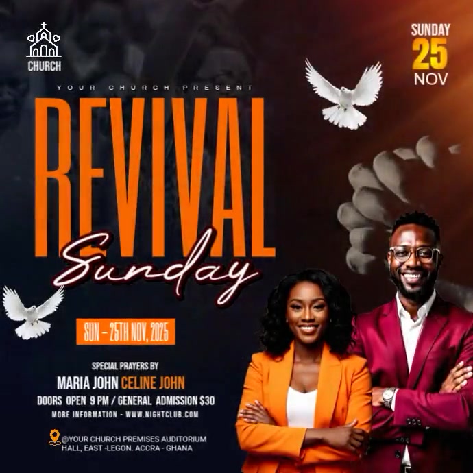 Black Maximalist Revival Worship Church Instagram Post Template ...